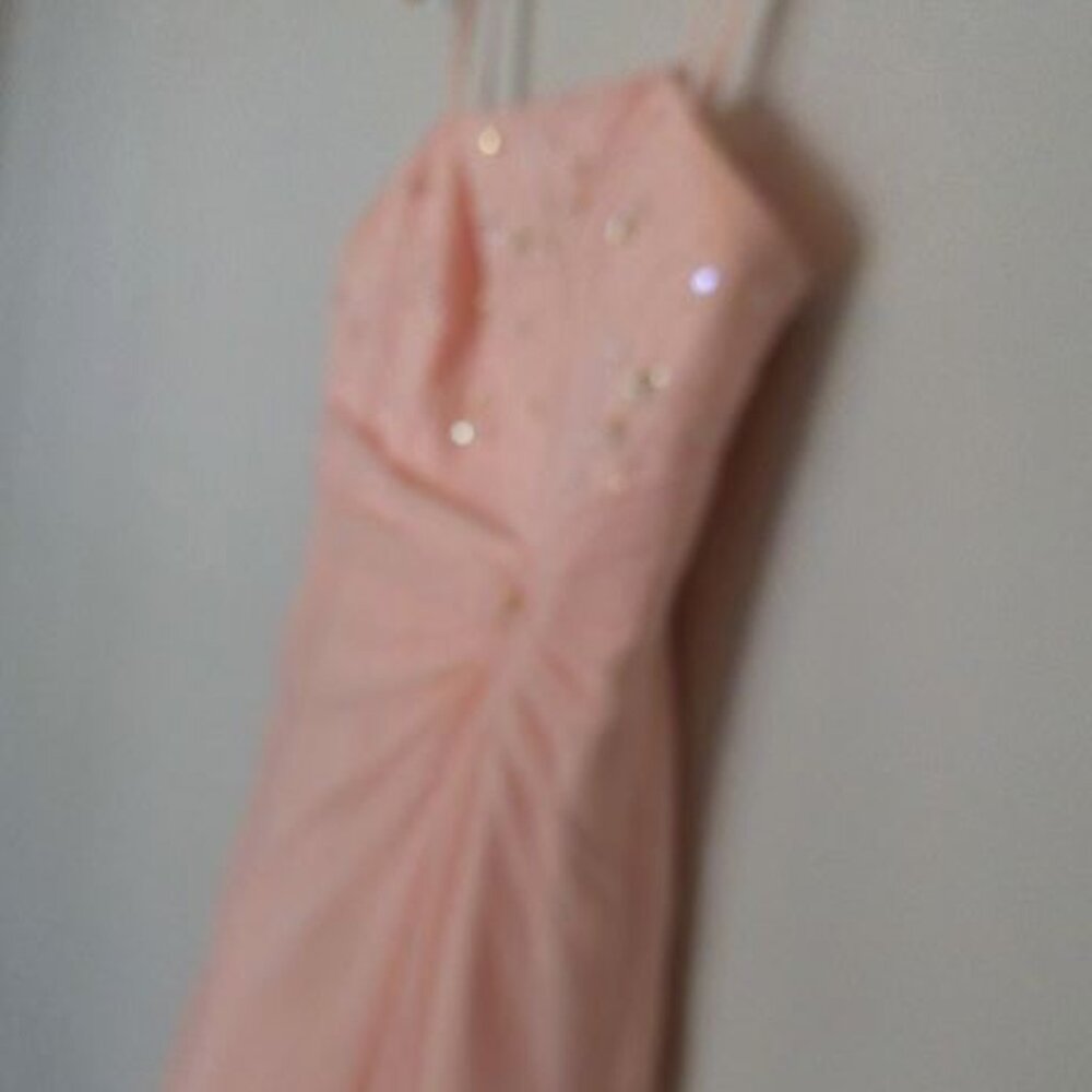 Beautiful Coral Chiffon Formal Gown by Davince with tag